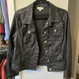 Black Snake print detain denim jacket
